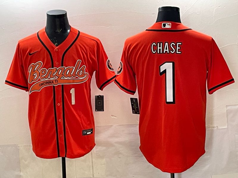 Men Cincinnati Bengals #1 Chase Orange Joint Name 2025 Nike Limited NFL Jersey style 4
